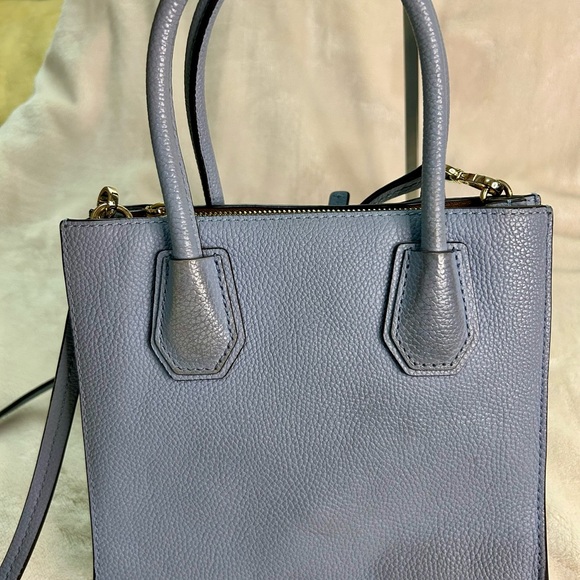 Michael Kors Blue Pebbled Leather Satchel with Gold Accents - Picture 6 of 15